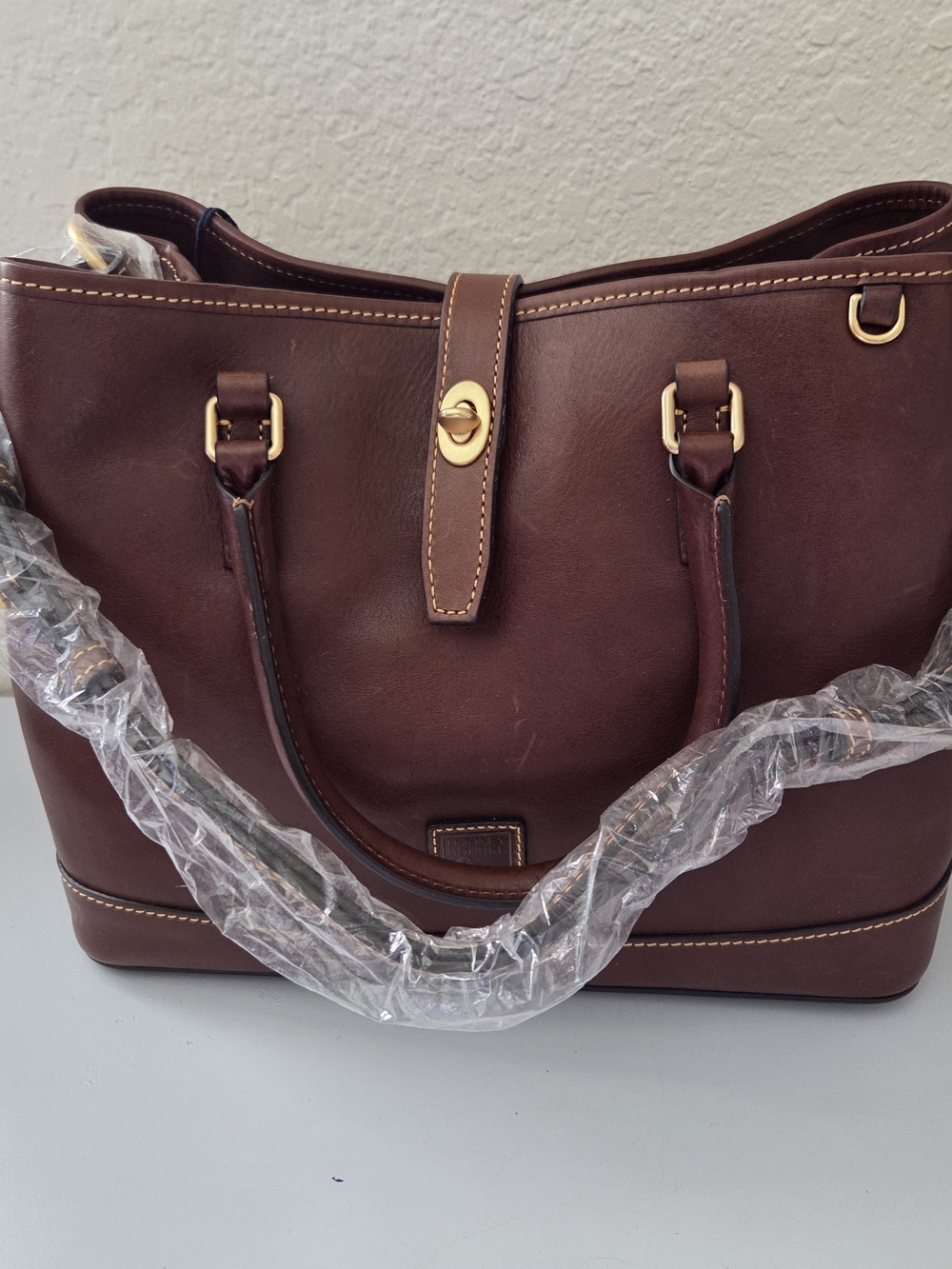 Bourke Florentine Leather Perry Satchel In Chestnut